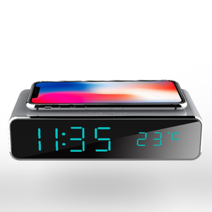 Smart Phone Custom Logo 10W Quick Wireless Charger mit LED Digital Alarm Clock