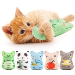 Juguetes de hierba gatera de animales para gatos de interior, juguetes para masticar gatos de peluche, juguete interactivo para dentición, gatito relleno de hierba gatera, juguete suave para mascotas - Product Image 1