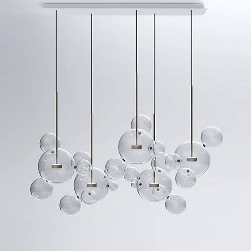 Lustre de teto com bolas de vidro, decoração interna, novo design, bolas de vidro, luminária pingente para restaurante