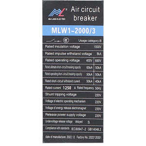 เบรกเกอร์อากาศ 400A 500A 600A 800A 1000A 1500A 2000A 2500A 3000A 3P 4P drawout ประเภทคงที่ประเภท ACB acb4000a - Product Image 3