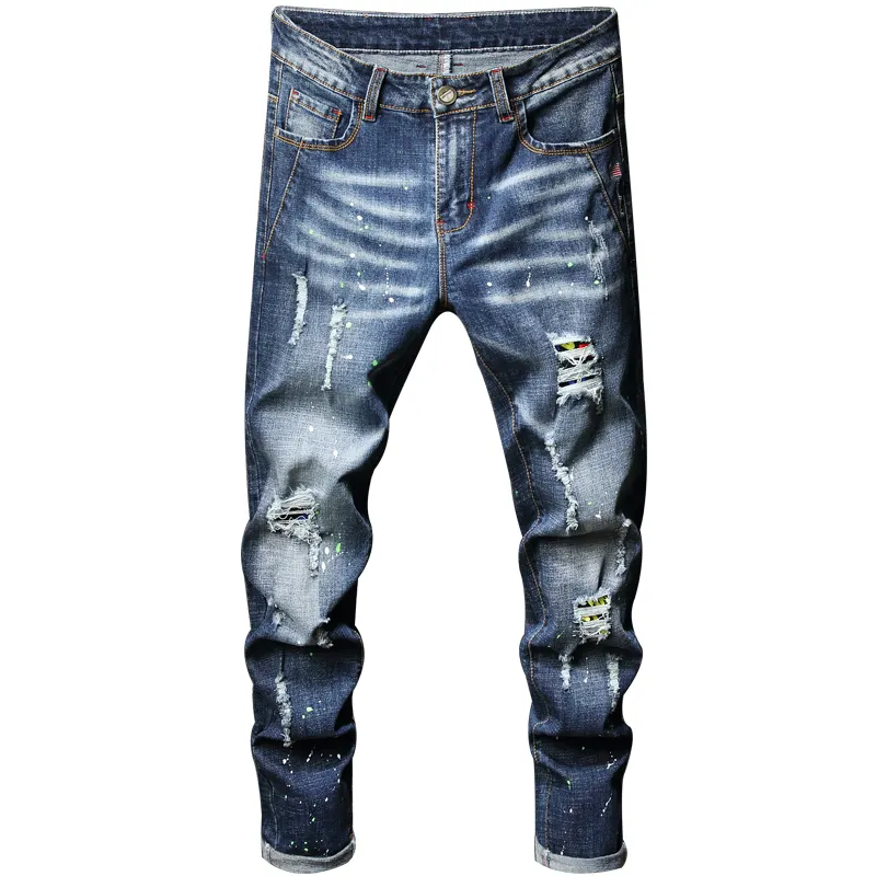 Strappato Etero denim jeans di marca per gli uomini Traspirante pantaloni jeans usa