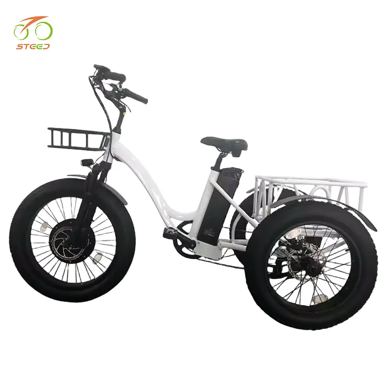الدراجة الكهربائية Steed ذات 3 عجلات وبطول 20 بوصة وهي دراجة جبلية كهربائية مناسبة لجميع التضاريس وبها نظام تعليق كامل