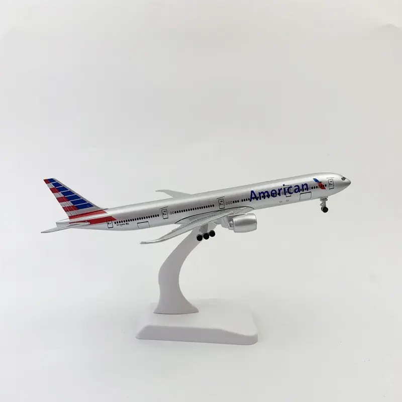 Buena venta al por mayor 20CM modelo de avión American Airlines Boeing B777 avión 1/300 modelo de simulación