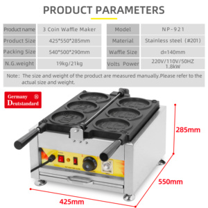 Original Factory Coin Waffle <strong>Round</strong> Bread Machine Coin Waffle <strong>Cake</strong> Machine One Euro Coin Waffle Pancake Gas <strong>Maker</strong> - Product Image 2