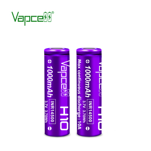 Vapcell INR 14500 1000mah 10A H10 מקורי נטענת מיני ליתיום 3.7V <span class=keywords><strong>AA</strong></span> סוללה לפיד פנס כלי חשמל סוללות