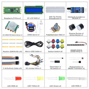 Ahududu Pi Pico geliştirme kurulu Breadboard LCD modülü için başlangıç kiti Python programlama acemi kiti SG90 Servo LCD1602
