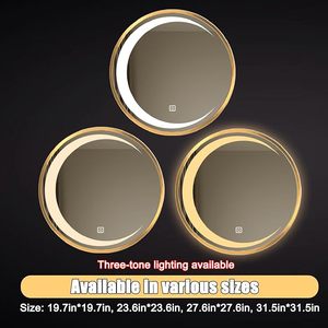 Espejo de baño LED Espejo de baño inteligente Atenuación de luz de tres colores, con botón táctil, pantalla de tiempo y función de desempañado - Product Image 2