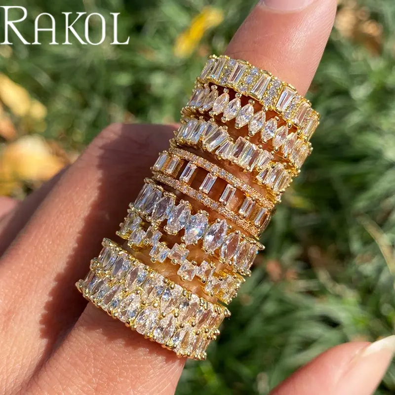 Rakol RP2131 Polish Hot Volledige Diamond Wedding Ring 2022 Nieuwste Fabriek Groothandel Cubic Zirkoon Ring Sieraden