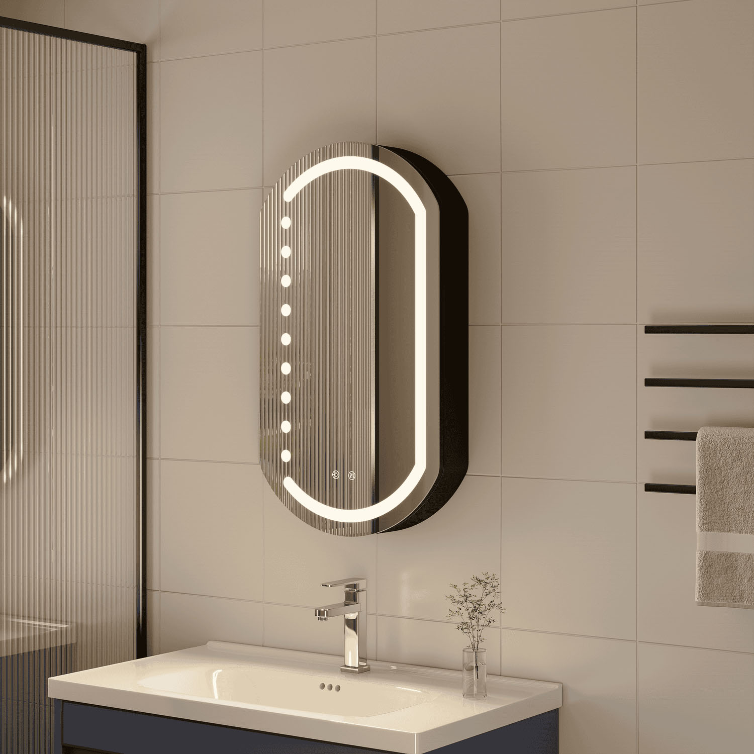 Armoire de salle de bain à miroir LED DP-BJ24-1