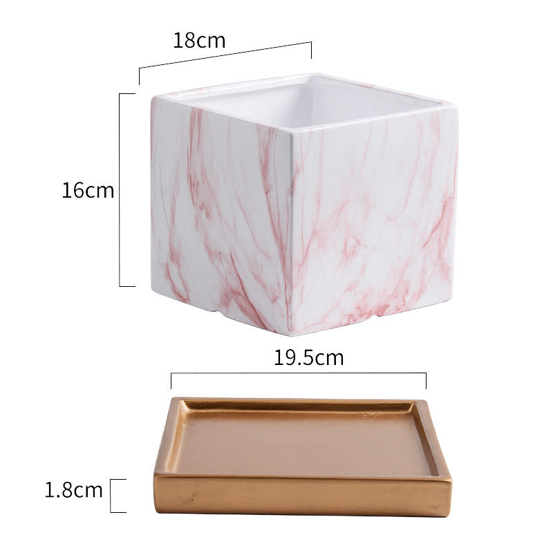 Square Pink Pattern Large 18cm (with Tray)