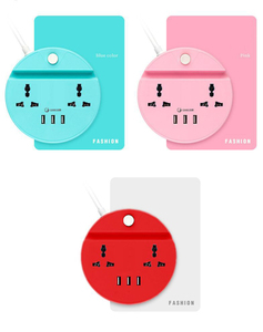 Enchufe de extensión de alimentación múltiple redondo universal de 10A con 2 tomas de corriente Puertos de carga USB y enchufe del Reino Unido para uso en el hogar y la Oficina - Product Image 4