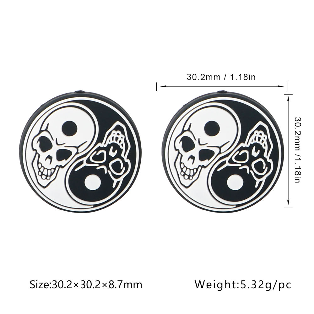 SA301ลูกปัดโฟกัสกะโหลกศีรษะหยินหยาง