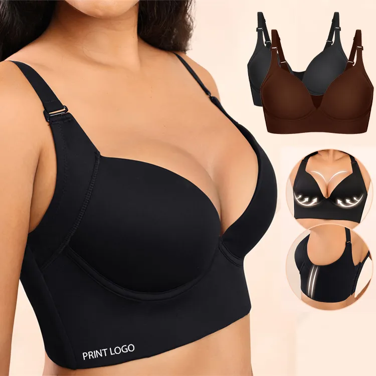 HOT SALE HEXIN back fat BRA underoutfit seamless body fit bra for women invisible push up deep cup incorporated bra shapewear