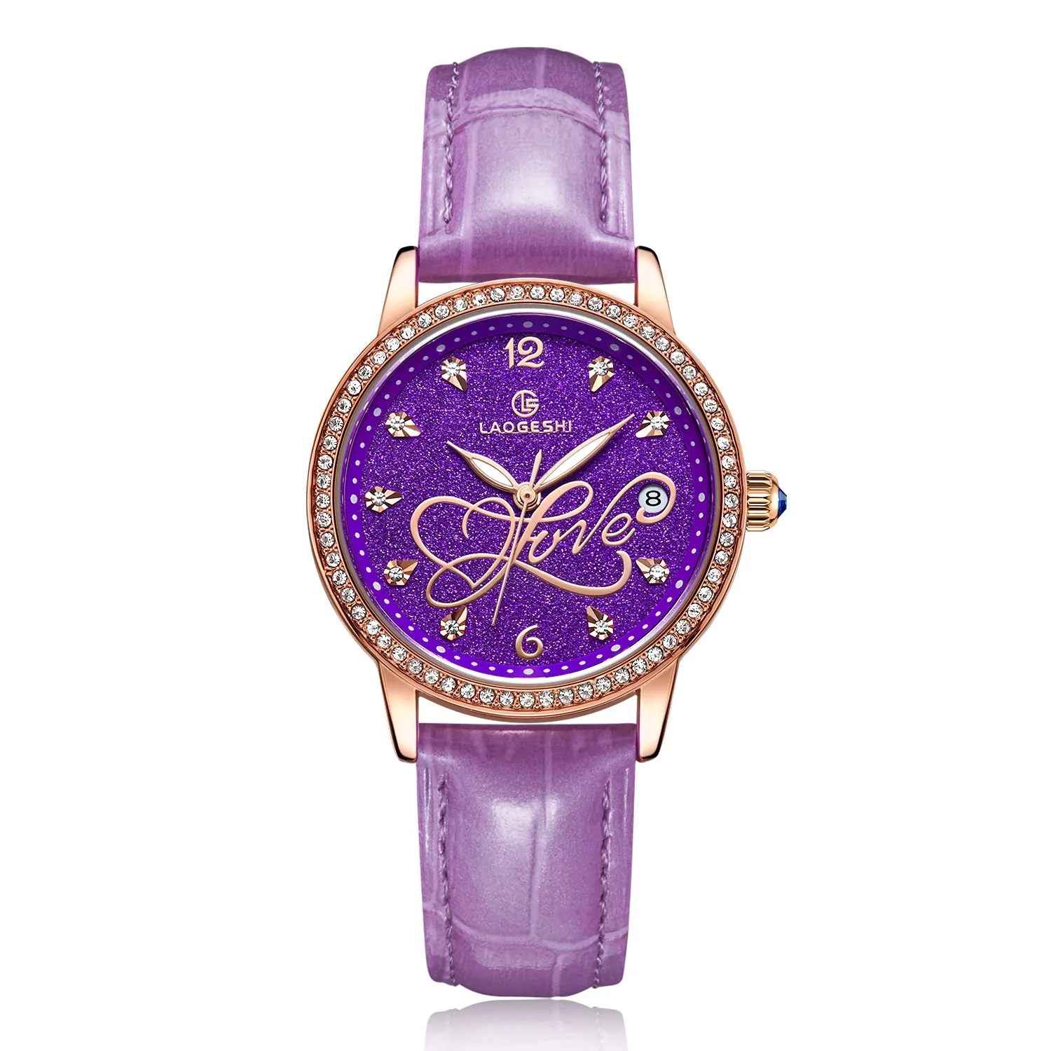 Jam tangan otomatis mewah kustom wanita Vogue sederhana pergelangan tangan ungu jam tangan wanita untuk wanita pasangan elegan LAOGESHI desain