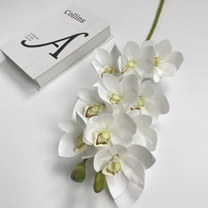 جودة عالية 10 رؤوس مصنوعة يدويا اللاتكس الاصطناعي لمسة حقيقية أبيض وردي سيمبيديوم زفاف عيد الأم المنزل - Product Image 5