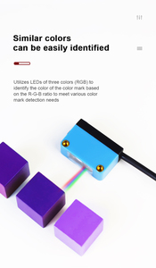 Sensor fotoeléctrico de color RGB para industrias de automatización Sensor de código y marca de color para máquina de embalaje de pintura Sensor de marca de color
