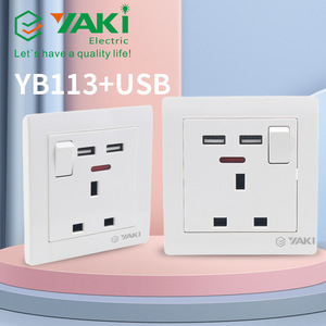 YAKIUKウォールスイッチとソケット電気スイッチソケット隠し家庭用シングルコントロールデュアルコントロールスイッチソケット