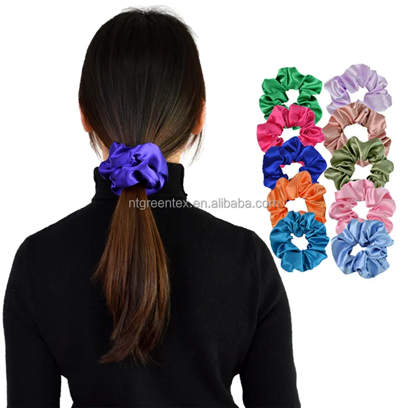 RTS alta calidad mujeres Scrunchie lujo seda satén chica 5cm Scrunchies banda elástica lazo para el cabello