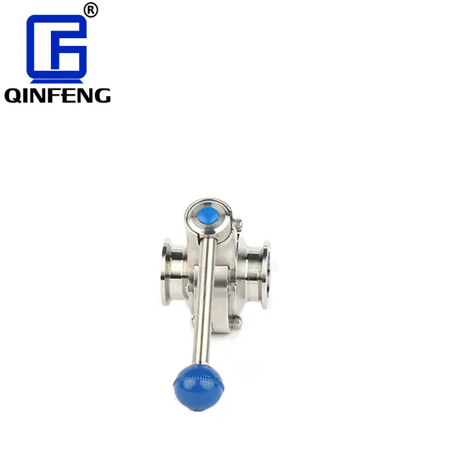 QINFENG Hygienic Sanitary Stainless Steel SS304 SS316L Butt-Weld Clamp Pull Handle Manual Butterfly Valve