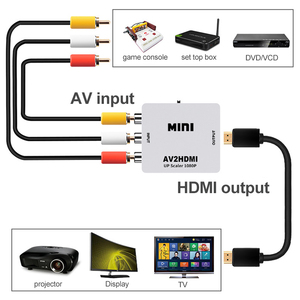 Adaptador convertidor RCA AV a HDMI, convertidor Multimedia Mini compuesto CVBS a HDMI AV2HDMI, caja de Color dorado 1080p - Product Image 4