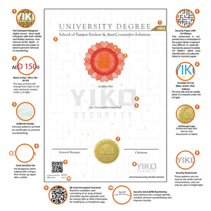 Tùy chỉnh logo an ninh Watermark giấy bảng điểm tài liệu Đại Học Cao đẳng bằng tốt nghiệp giấy chứng nhận với guillochieren và Microtext - Product Image 6