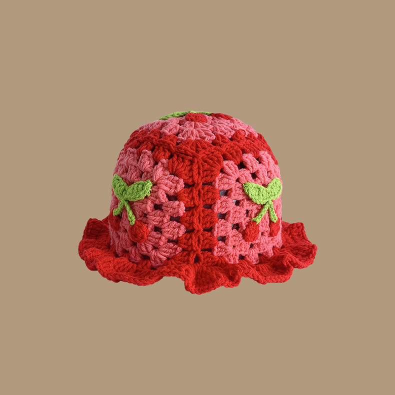 Red (cherry yarn small bucket hat)
