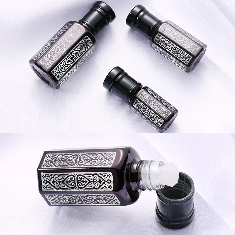 卸売エッセンシャルオイルボトルアラビアンオイル香水アターボトル3ml6ml12mlガラスウードアラビア香水ロールオンボトル