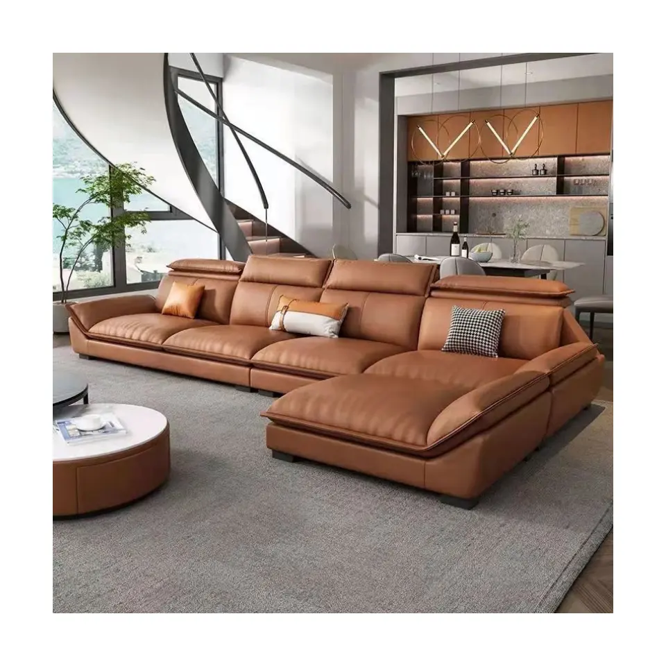 Sofa minimalis modern, perabot rumah sofa kain teknologi mewah Italia ruang tamu