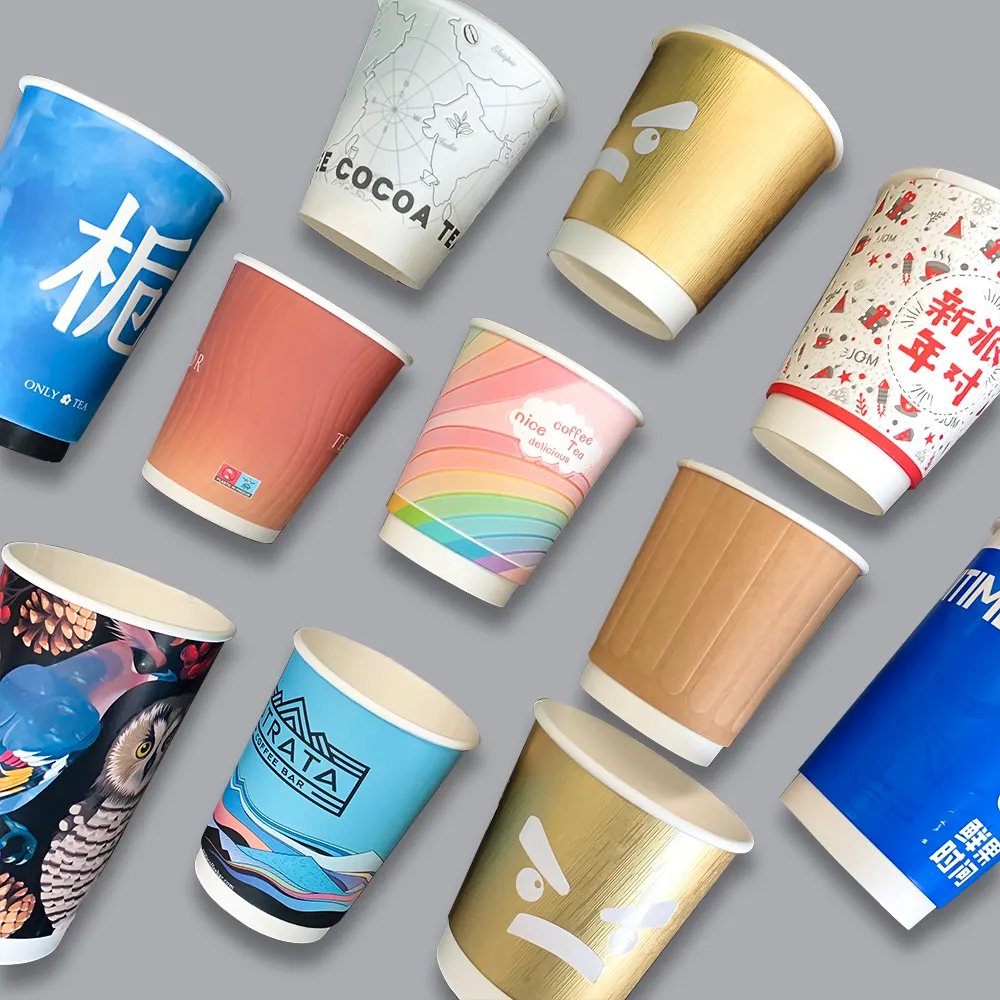Di alta qualità 3D doppia parete di carta tazze di caffè monouso Logo personalizzato 8/12/16/20oz goffrato tazza di carta per il caffè e bevande calde