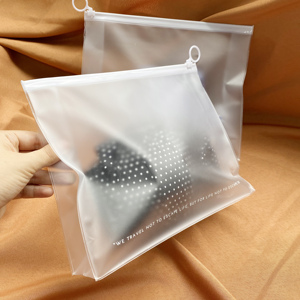 Saco de plástico transparente de pvc do logotipo personalizado, fechadura redonda da zíper do anel de tração com zíper, sacos de embalagem para roupas