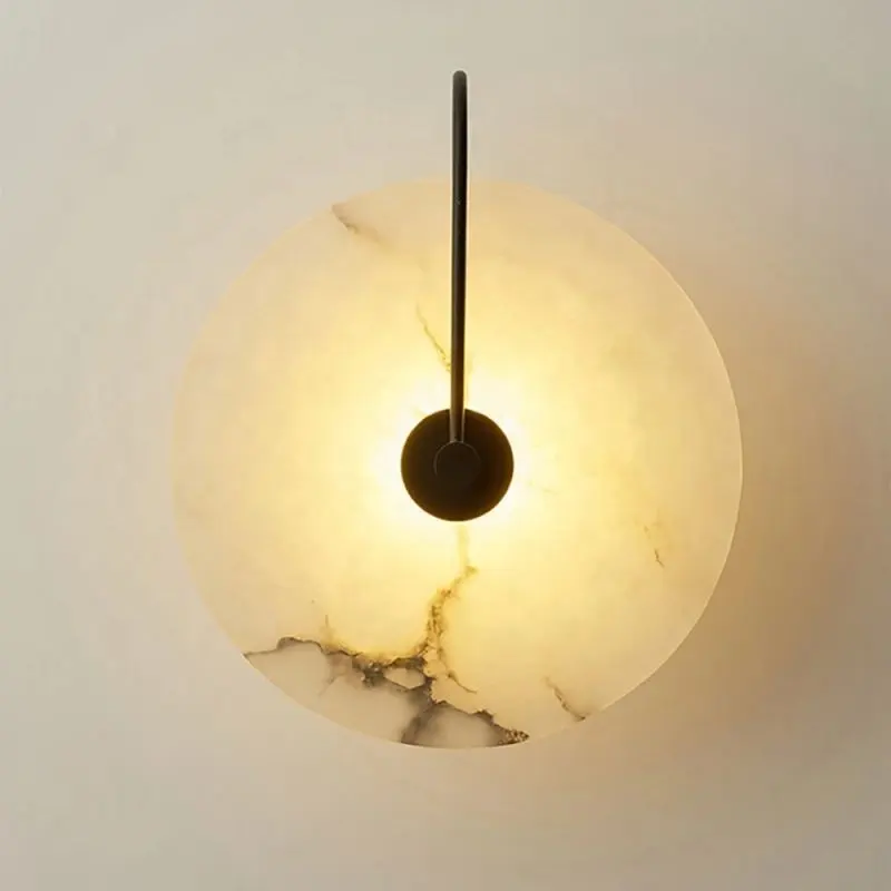 ศิลปะการตกแต่งผนังโคมไฟในร่มที่ทันสมัยหินวัสดุติดผนัง Led Sconces สีดำทองอบอุ่นสีขาวห้องนอนห้องโถงโคมไฟลอฟท์