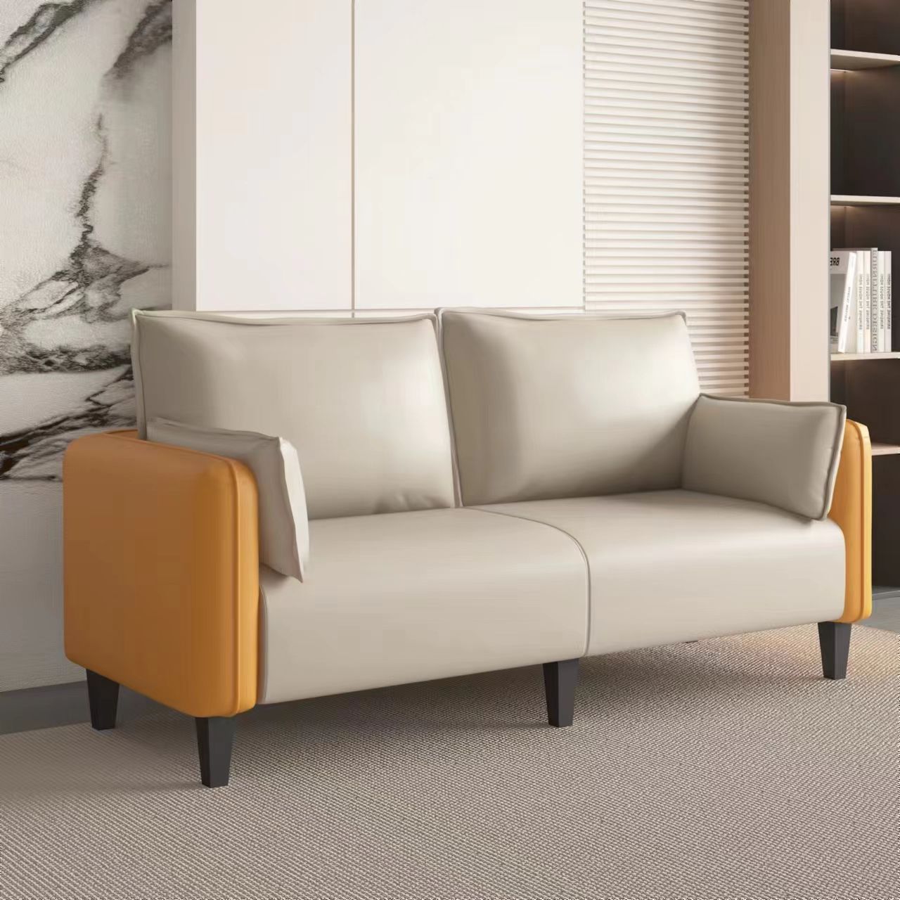 Piel de ultrafibra texturizada en color naranja anaranjado beige.