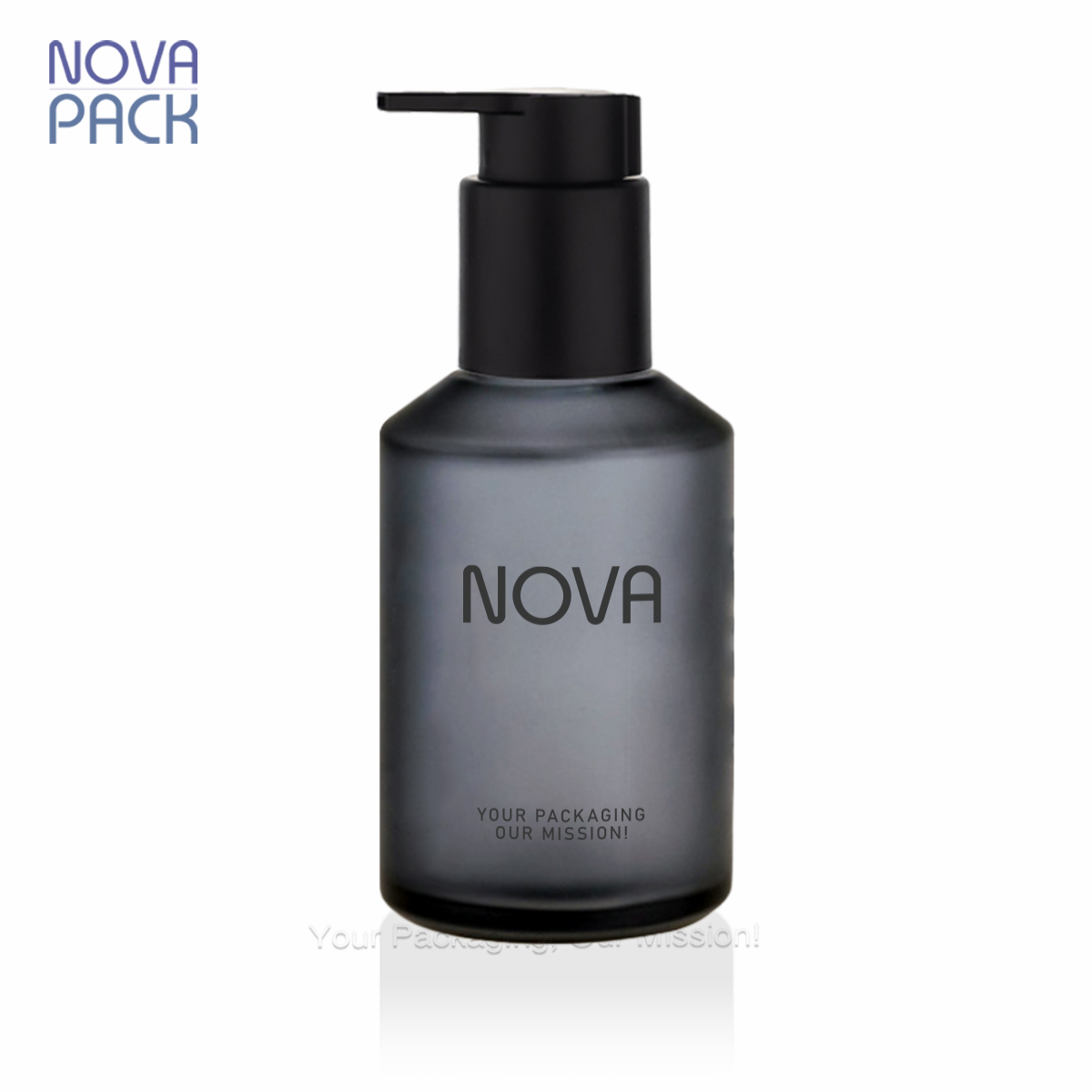 Flacon gris givré + pompe à verrouillage noire