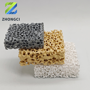 中慈厂碳化硅蜂窝陶瓷泡沫滤板Al2O3 Sic <span class=keywords><strong>ZrO2</strong></span> MgO 10 20 30 40 50 60 ppi陶瓷泡沫