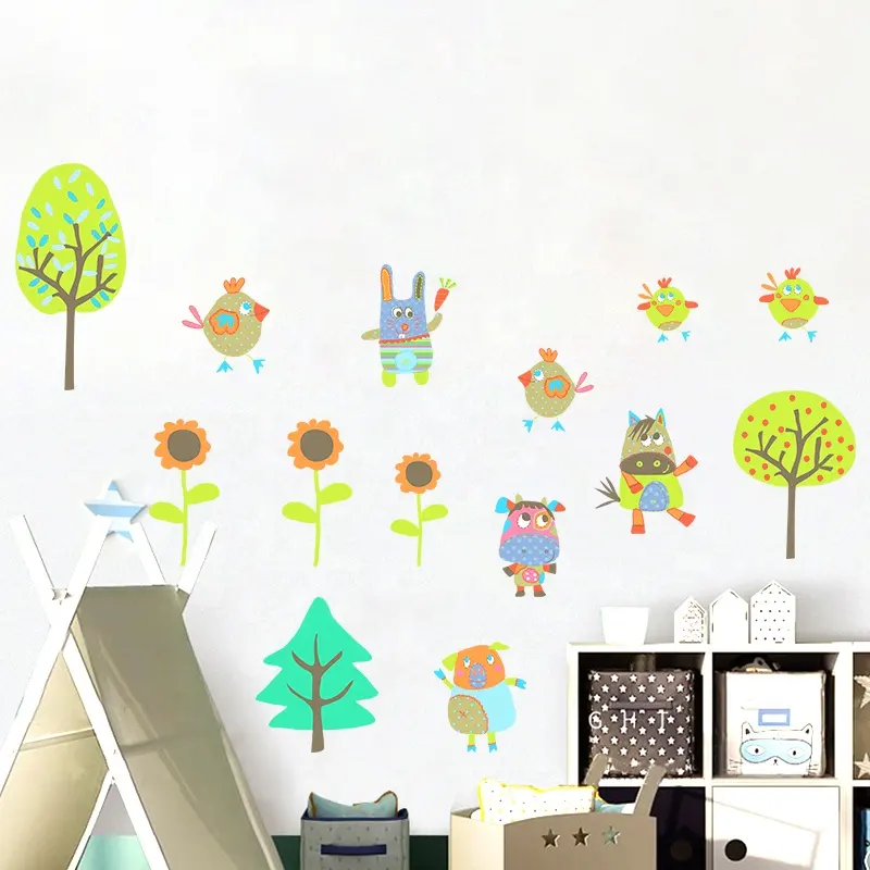 Adesivo decorativo de parede infantil, preço especial, pvc, removível, selva, caminhos animados, berçário, adesivos de quarto infantil, quarto
