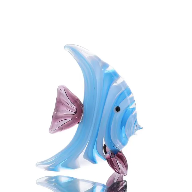 Figuritas de cristal de Vida Marina, figura de pez Tropical, arte de Murano, artesanía, adorno de Animal para pecera