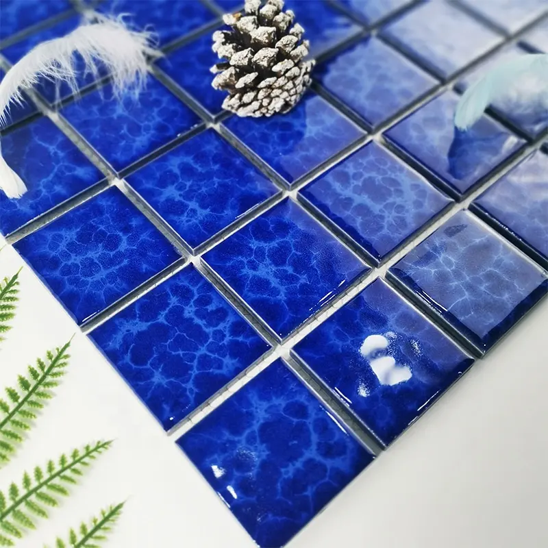 Buon prezzo 48x48 ghiaccio Crack blu 3D pannello parete in vetro blu piscina mosaico bagno pavimento piastrelle