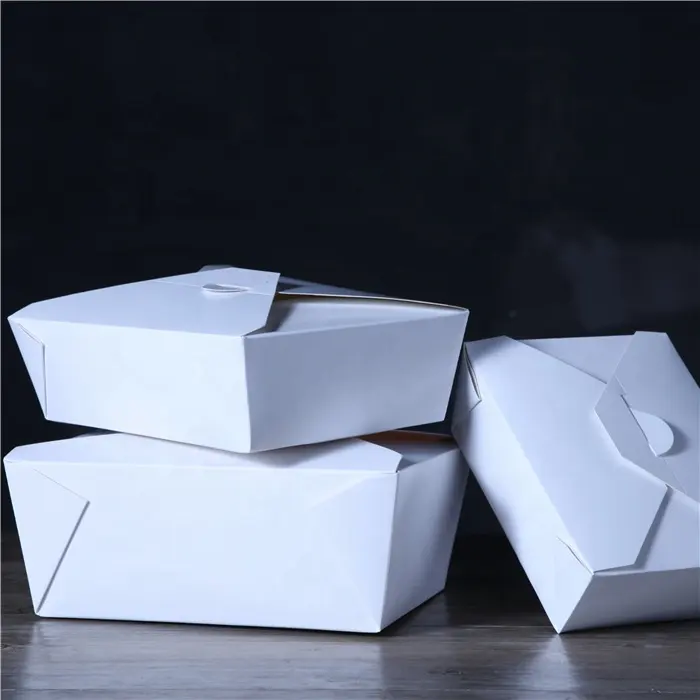 Đưa ra thực phẩm container không thấm nước trắng thân thiện với môi dùng một lần container tùy chỉnh giấy mì hộp