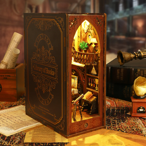 Hamaileon Wooden <strong>Mini</strong> <strong>DIY</strong> <strong>Book</strong> Nook Kit 3D Puzzle Bookend Bookshelf Insert Decor Assembly Model Library <strong>Book</strong> for Kids - Product Image 5