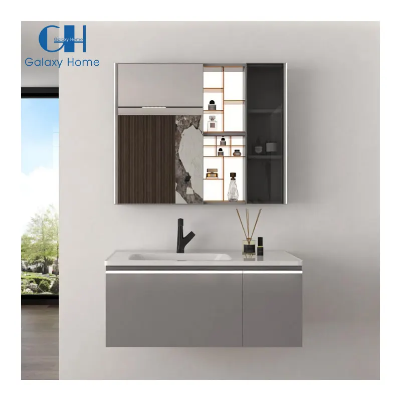 Commercio all'ingrosso della fabbrica Odm 100cm mobile vanità con specchio lavabo per il bagno dell'hotel Vanity