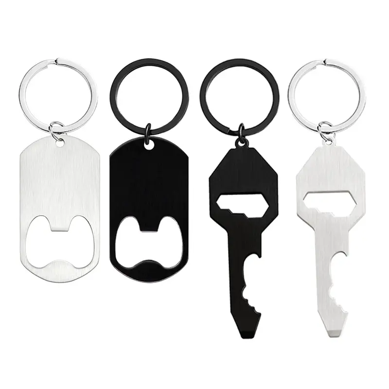 Custom Metal Sublimation Blanks Chaveiro Logotipo personalizado Abridor de garrafas de cerveja Keychain Logotipo personalizado