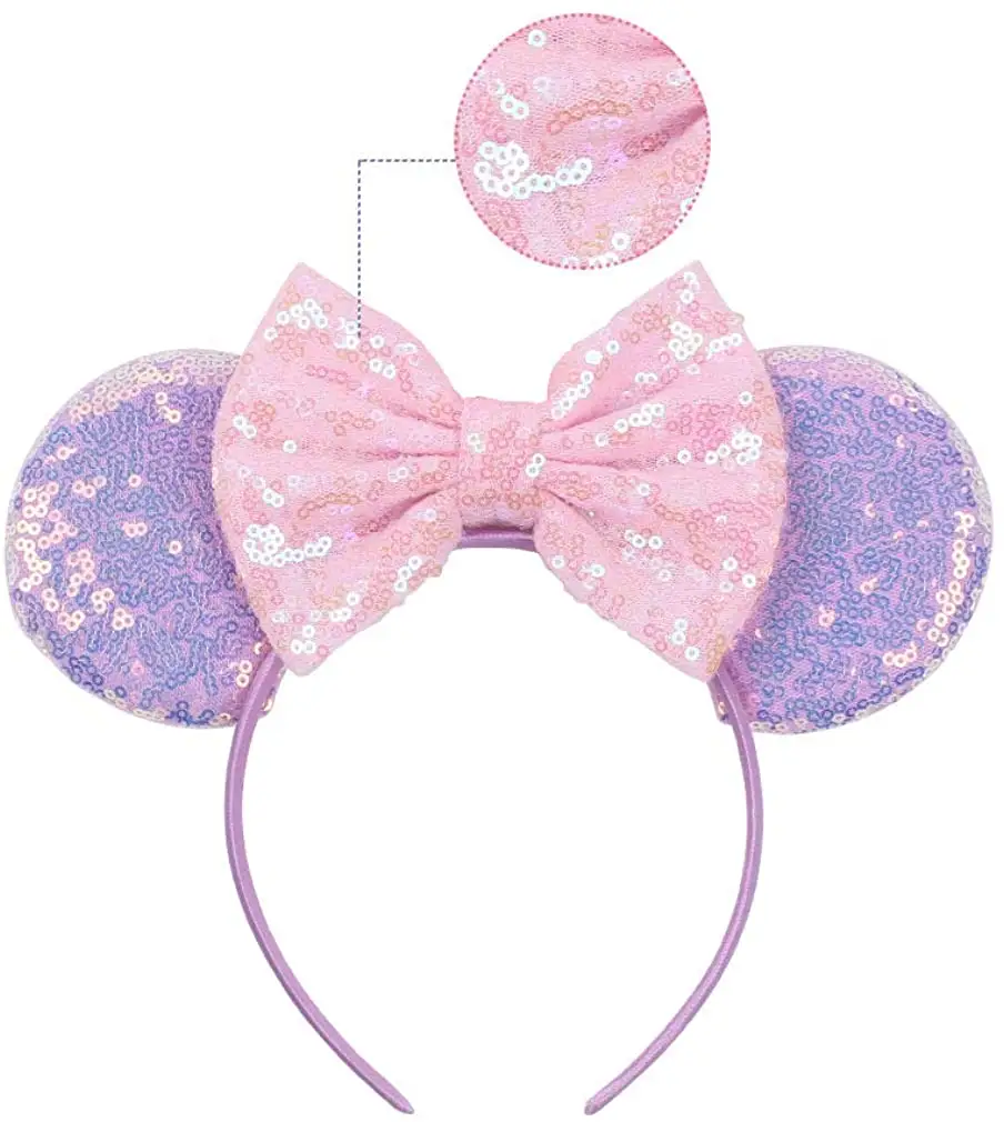 Diadema con lentejuelas de mickey para niña, accesorios para el cabello para niña europea y americana