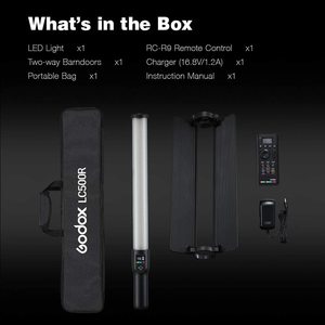 Godox LC500R RGB LED ışık çubuğu 2500K-8500K bi-renkli tam renkli aydınlatma efektleri CRI 96 TLCI 98 uzaktan kumanda ve Barndoor - Product Image 5
