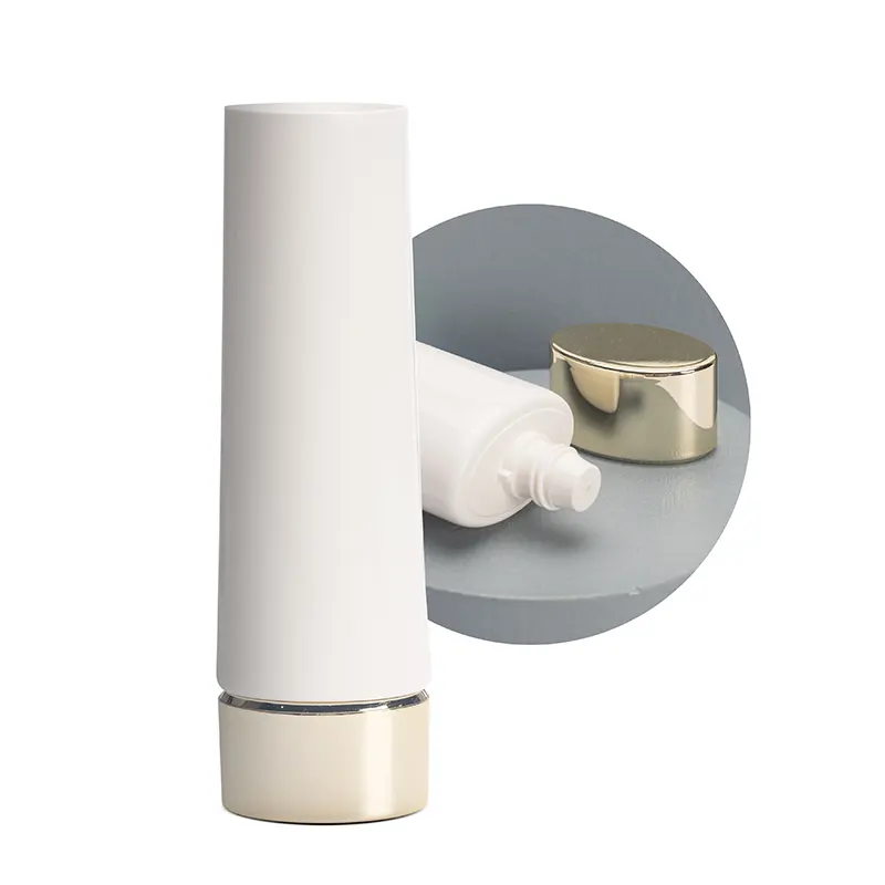 Tubo oval de forma 40ml 90ml, com tampa de camada dupla, embalagem personalizada de tubo de plástico com parafuso, tampa para embalagem de cosméticos
