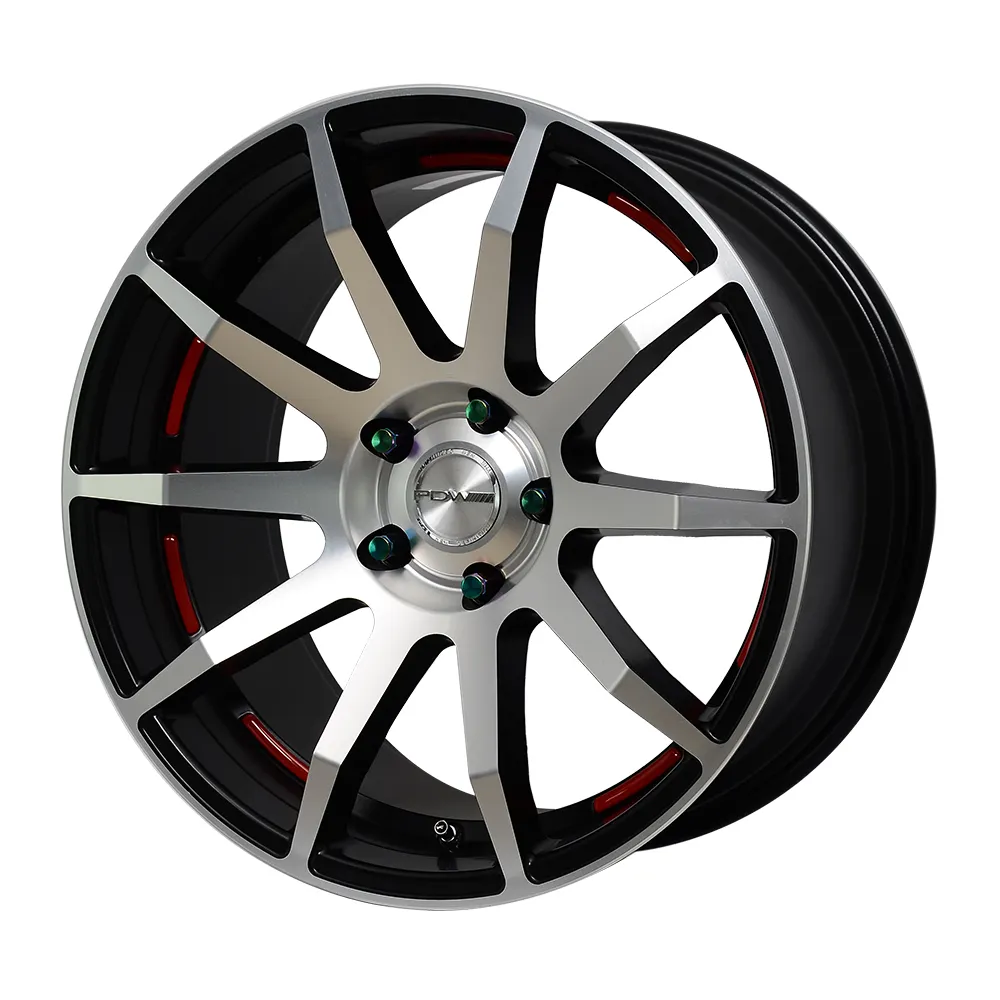 PDW Black Casting Car Rim 14 15 16 17 18 19 20 22 Inch 4 5 Holes Alloy Wheels For Passenger Car Black red blue lip