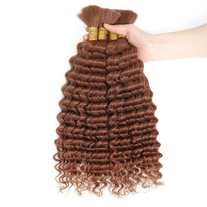 30 # Chocolate Brown Deep Wave Bulk 100G 2 paquetes de cabello humano para trenzas bohemias cabello trenzado rizado 14-24 pulgadas cabello Remy brasileño - Product Image 5