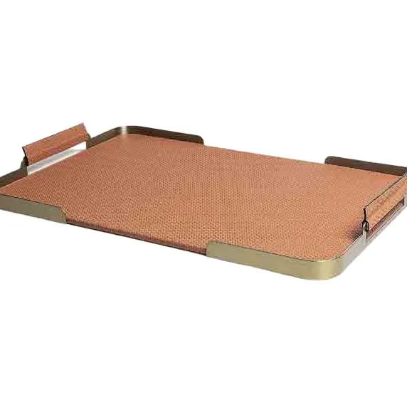 T-240 Ecofriendly bamboo wooden tray woven bamboo serving trays cheap wholesale natural tray 455*300*45mm