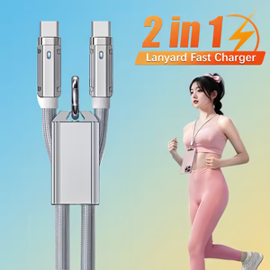สายไนลอน2ใน1, สายชาร์จเร็วสาย USB C TO Type-C ใช้ได้กับ iPhone 16 15 14 Pro Samsung-สำหรับอุปกรณ์ iOS สายข้อมูล - Product Image 2