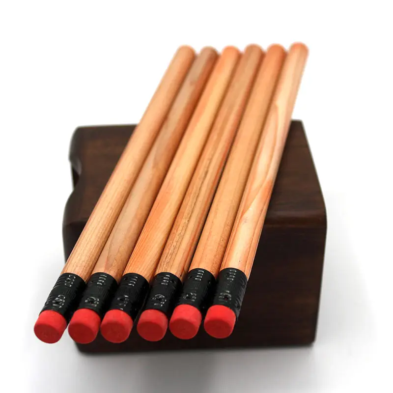 High Quality Jumbo Cedar Wooden HB Pencils With Big Red Eraser Natural Wood Color HB 2B Pencils