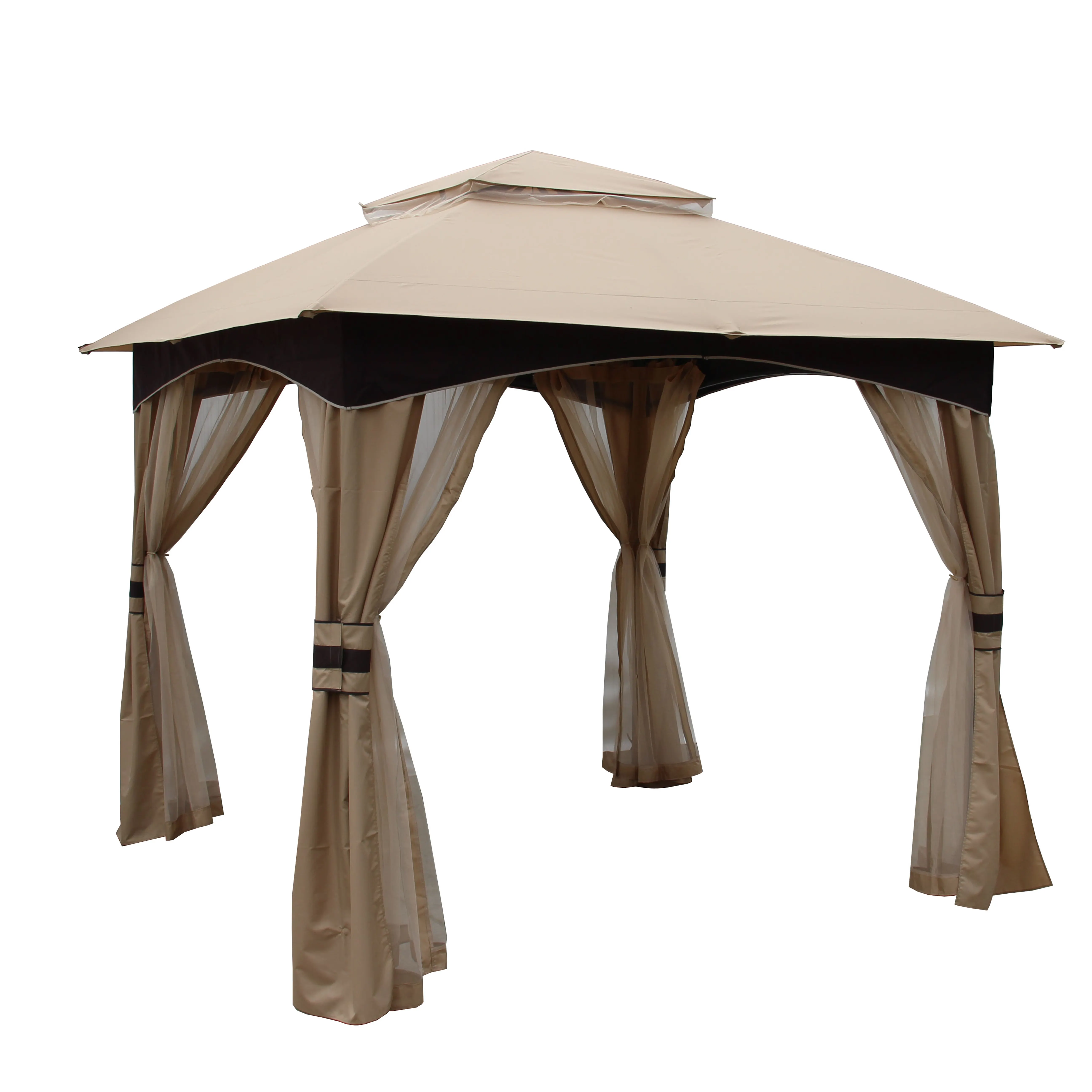 YOHO-Gazebo impermeable de alta calidad para Patio, Gazebo de tela de poliéster de fácil montaje con mosquitera